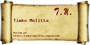 Timko Melitta névjegykártya